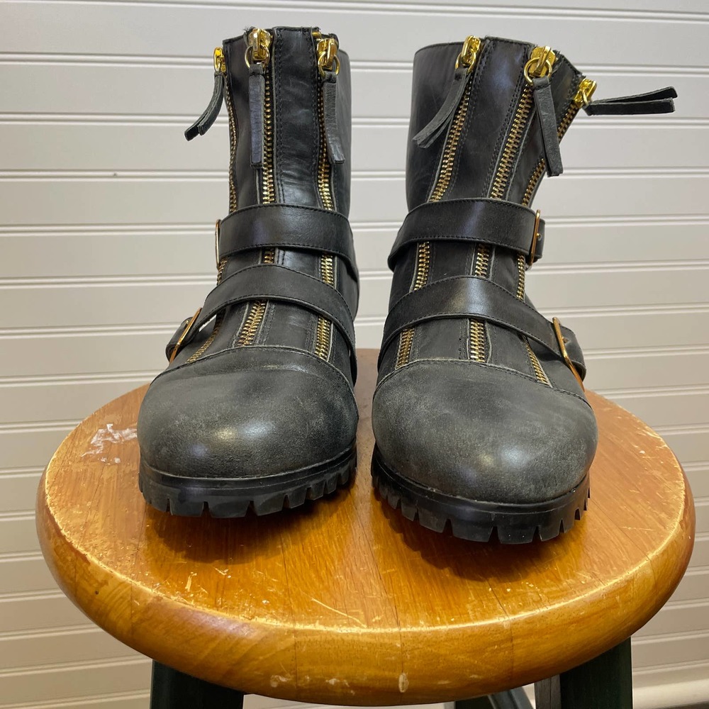 Cynthia Vincent Darby Double Zip & Buckle Moto Lug Sole Boots - Picture 10 of 11